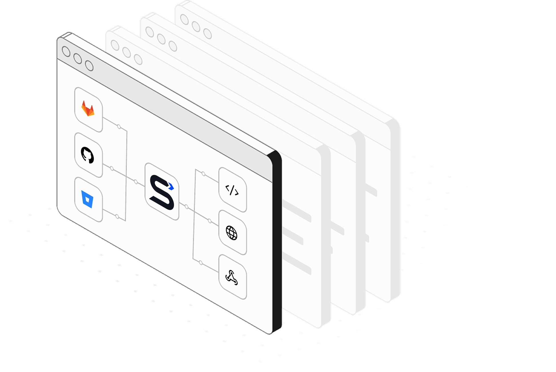 Illustration of Shipploy connecting repository providers and release tools